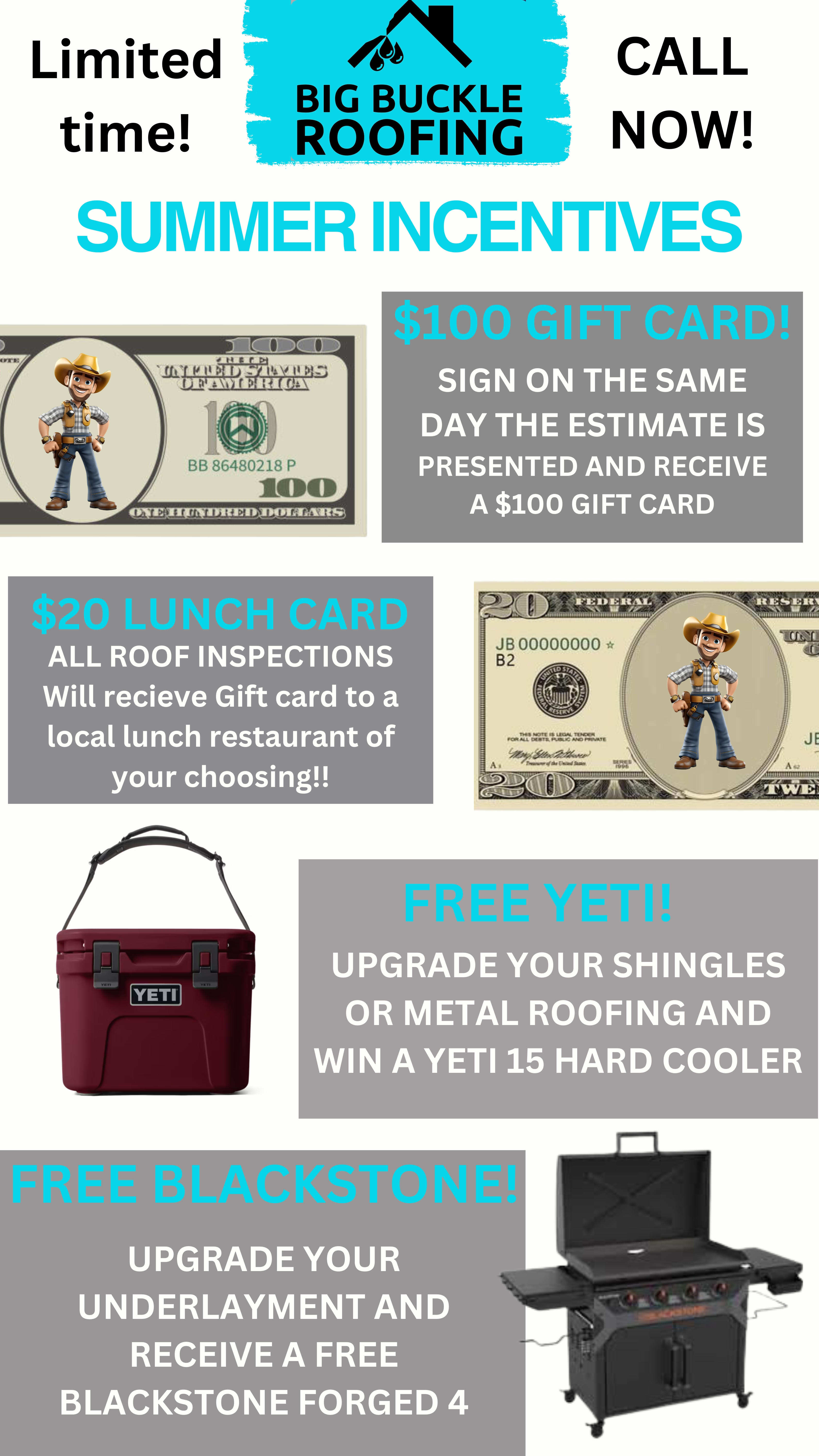 Big Buckle Roofing Summer Incentives
