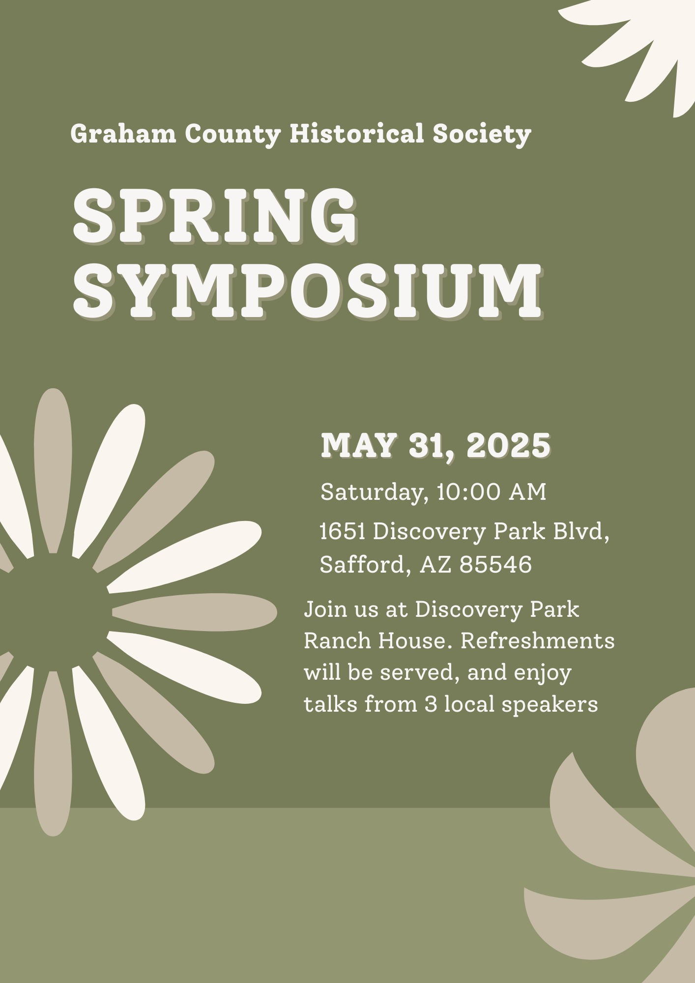 Graham County Historical Society to host Spring Symposium at Discovery Park Ranch House