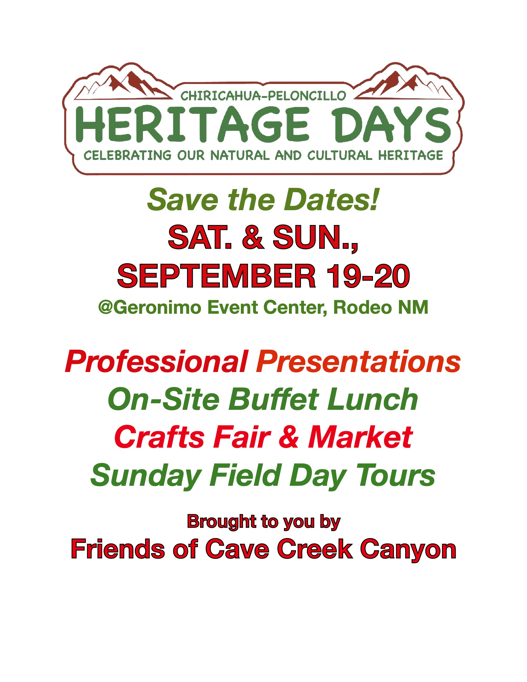 Rodeo, New Mexico – Save the Date: Chiricahua-Peloncillo Heritage Days Celebration in Rodeo, New Mexico on September 19-20, 2026